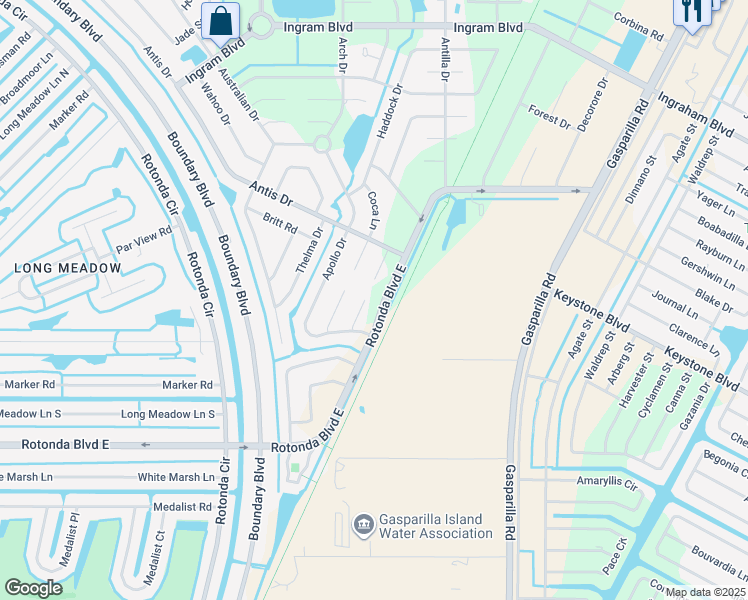 map of restaurants, bars, coffee shops, grocery stores, and more near 113 Edgevale Place in Rotonda West