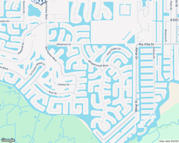 map of restaurants, bars, coffee shops, grocery stores, and more near 3627 Towhee Court in Punta Gorda
