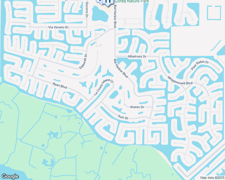 map of restaurants, bars, coffee shops, grocery stores, and more near 4077 La Costa Island Court in Punta Gorda