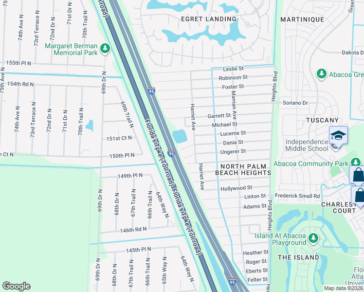 map of restaurants, bars, coffee shops, grocery stores, and more near 6435 Revelle Circle South in Jupiter
