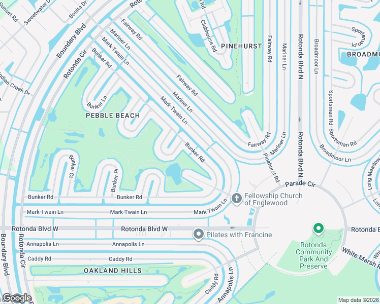 map of restaurants, bars, coffee shops, grocery stores, and more near 164 Bunker Road in Rotonda West
