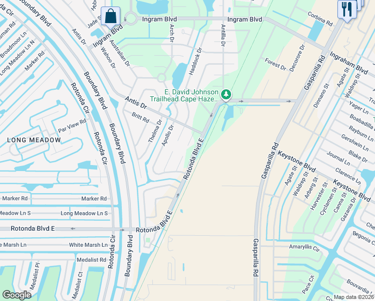 map of restaurants, bars, coffee shops, grocery stores, and more near 113 Edgevale Place in Rotonda West