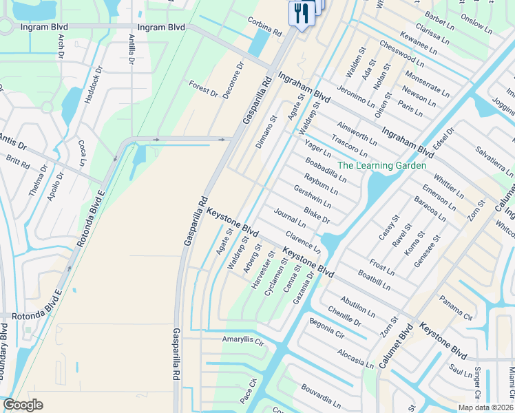 map of restaurants, bars, coffee shops, grocery stores, and more near 13257 Clarence Lane in Port Charlotte