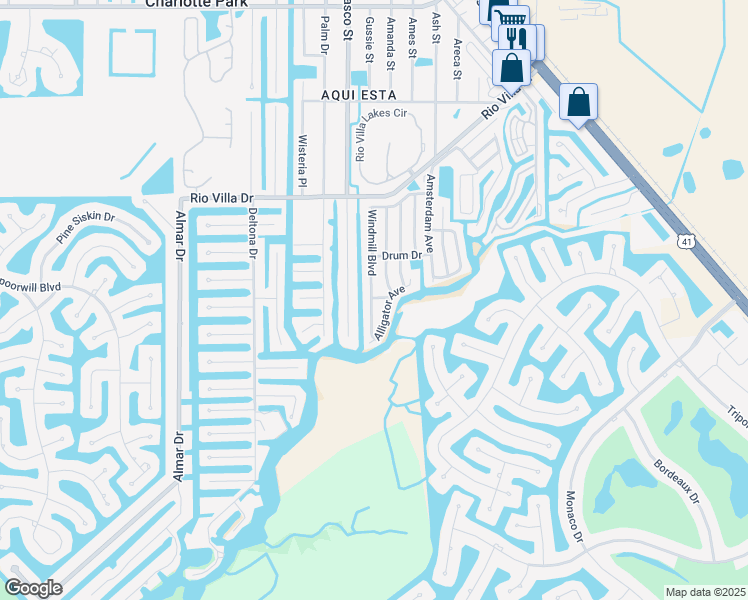 map of restaurants, bars, coffee shops, grocery stores, and more near 4425 Vasco Street in Punta Gorda