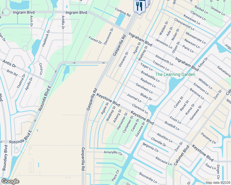 map of restaurants, bars, coffee shops, grocery stores, and more near 13257 Clarence Lane in Port Charlotte
