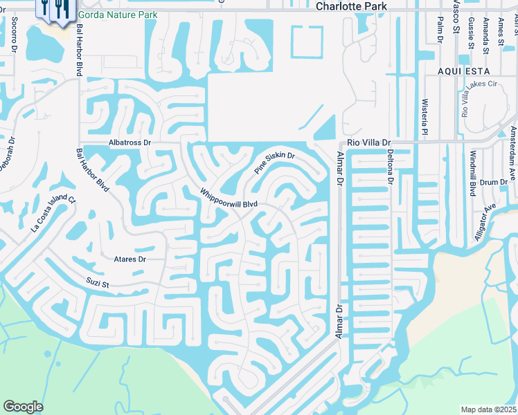map of restaurants, bars, coffee shops, grocery stores, and more near 3657 Whippoorwill Boulevard in Punta Gorda