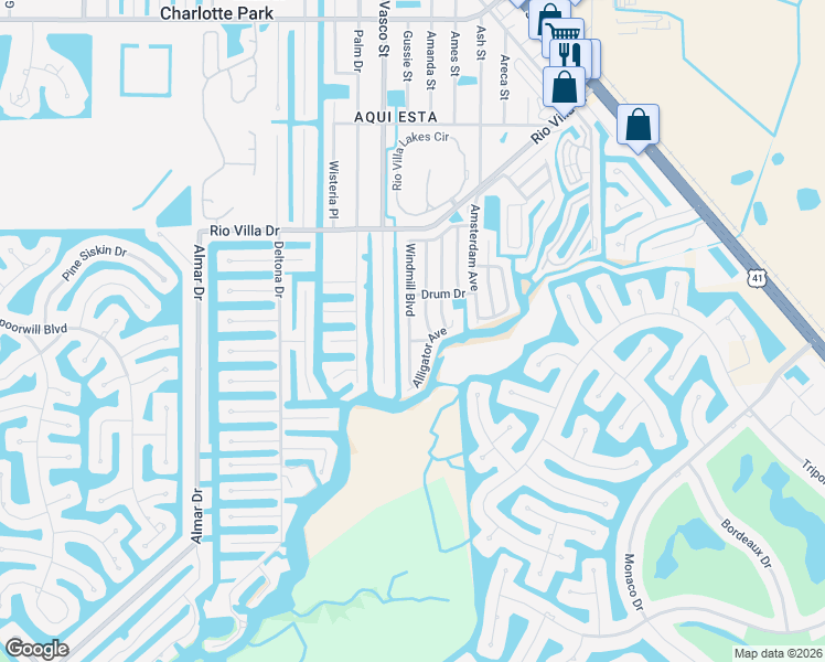 map of restaurants, bars, coffee shops, grocery stores, and more near 4000 Vasco Street in Punta Gorda