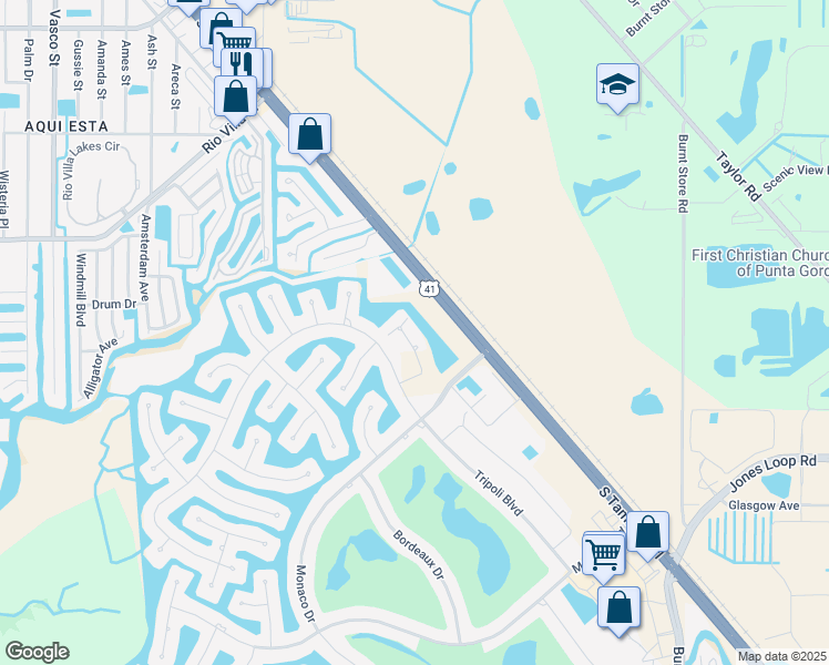 map of restaurants, bars, coffee shops, grocery stores, and more near 3500 Mondovi Court in Punta Gorda
