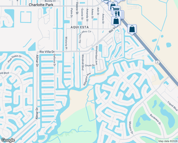 map of restaurants, bars, coffee shops, grocery stores, and more near 38 Brink Avenue in Punta Gorda
