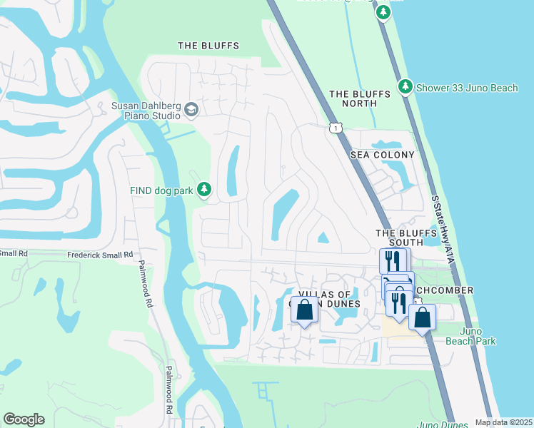 map of restaurants, bars, coffee shops, grocery stores, and more near 153 Ocean Pines Terrace in Jupiter