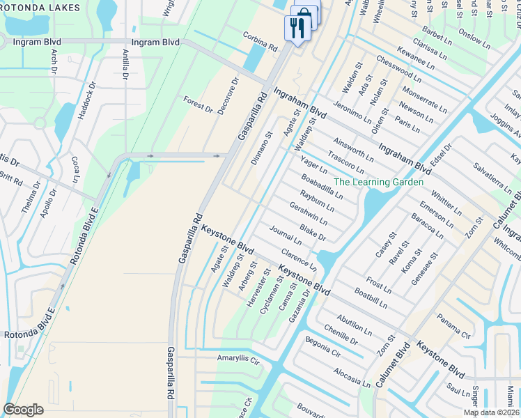 map of restaurants, bars, coffee shops, grocery stores, and more near 13257 Blake Drive in Port Charlotte