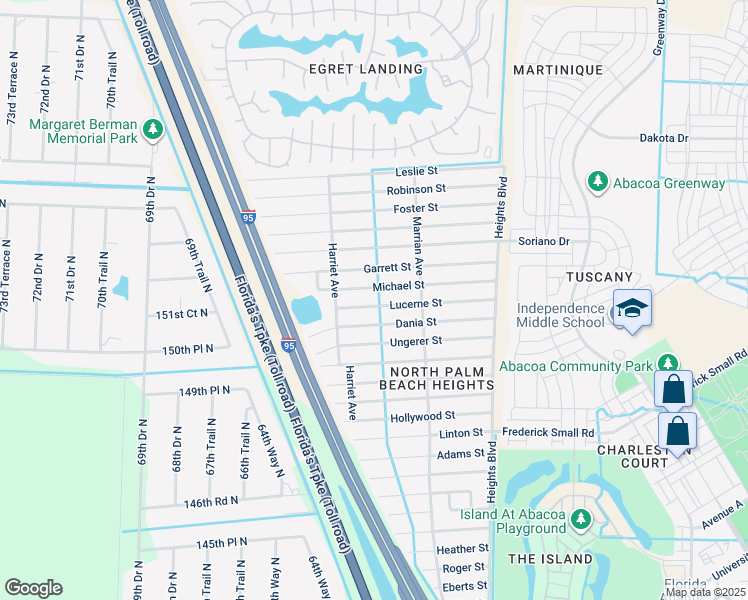 map of restaurants, bars, coffee shops, grocery stores, and more near 6287 Lucerne Street in Jupiter