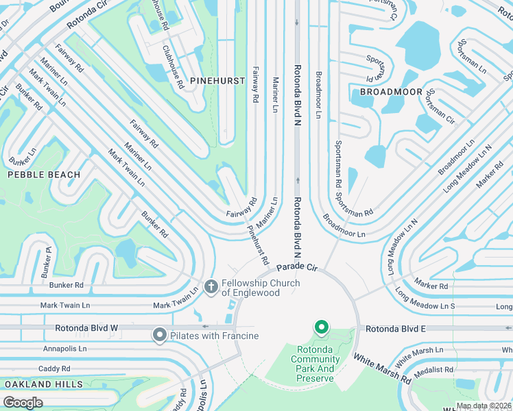 map of restaurants, bars, coffee shops, grocery stores, and more near 141 Fairway Road in Rotonda West