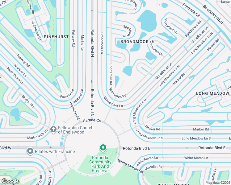 map of restaurants, bars, coffee shops, grocery stores, and more near 2 Broadmoor Road in Rotonda West