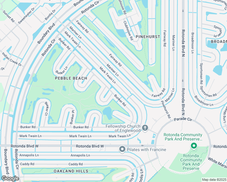 map of restaurants, bars, coffee shops, grocery stores, and more near 183 Bunker Road in Rotonda West