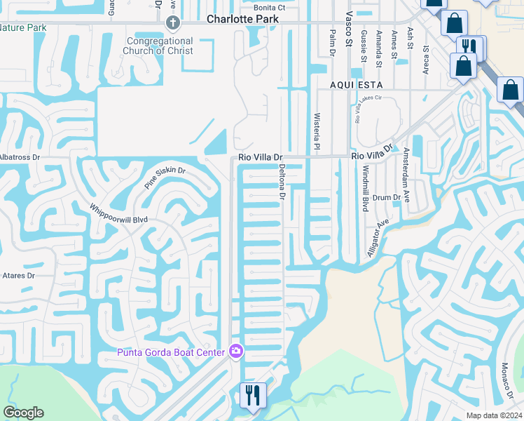 map of restaurants, bars, coffee shops, grocery stores, and more near 740 Hollyhill Court in Punta Gorda