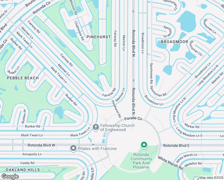 map of restaurants, bars, coffee shops, grocery stores, and more near 141 Fairway Road in Rotonda West
