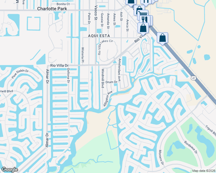 map of restaurants, bars, coffee shops, grocery stores, and more near 38 Brink Avenue in Punta Gorda