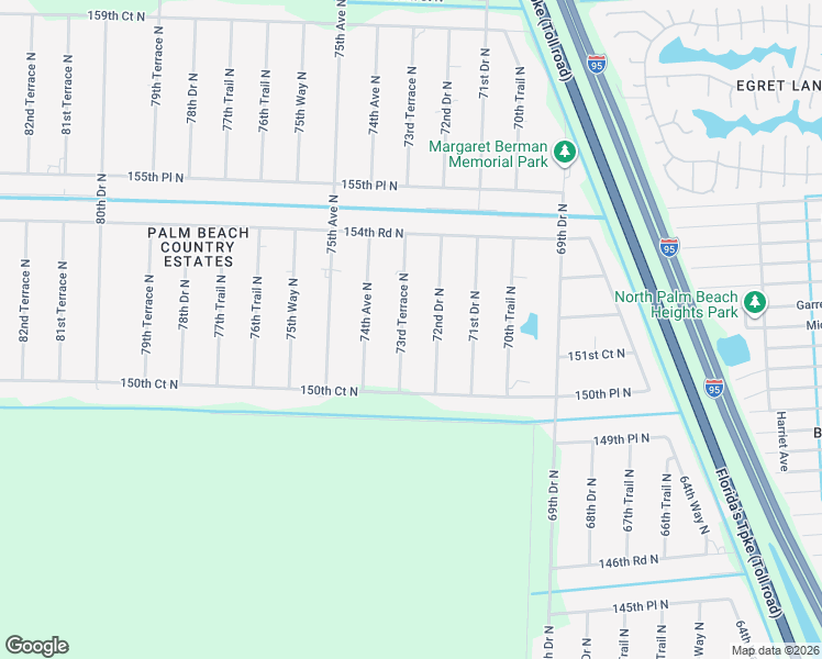map of restaurants, bars, coffee shops, grocery stores, and more near 15228 73rd Terrace North in West Palm Beach