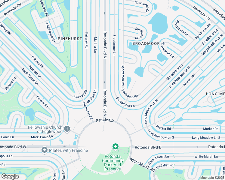 map of restaurants, bars, coffee shops, grocery stores, and more near 166 Rotonda Boulevard North in Rotonda West