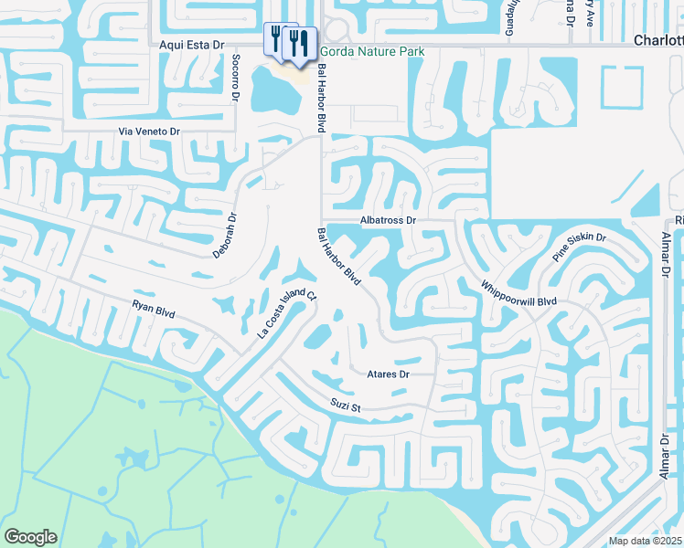 map of restaurants, bars, coffee shops, grocery stores, and more near 3627 Bal Harbor Boulevard in Punta Gorda