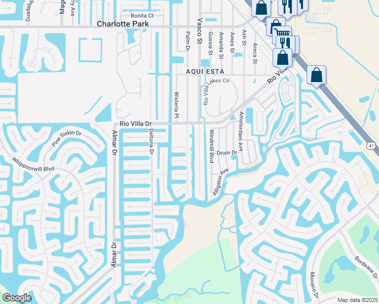 map of restaurants, bars, coffee shops, grocery stores, and more near 4130 Palm Drive in Punta Gorda
