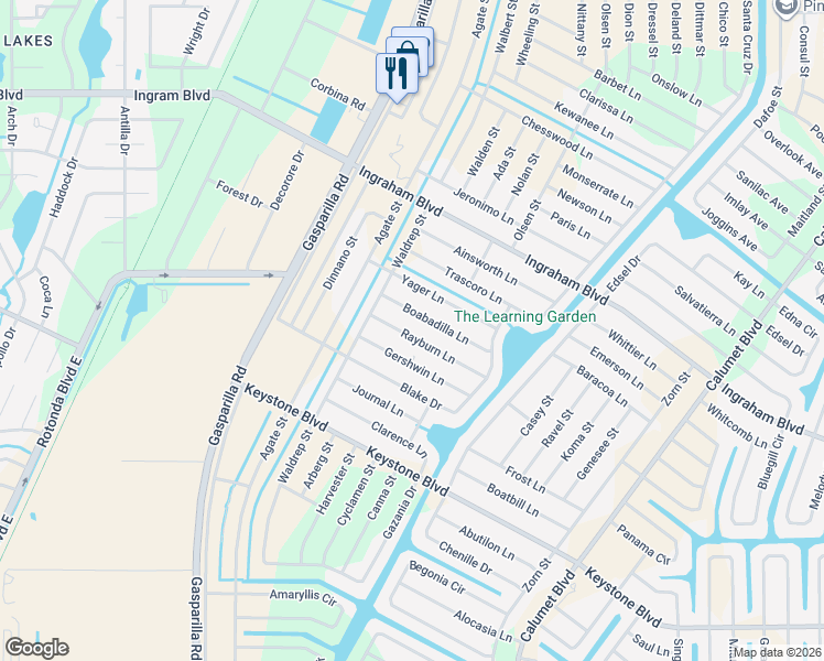 map of restaurants, bars, coffee shops, grocery stores, and more near 13363 Boabadilla Lane in Port Charlotte
