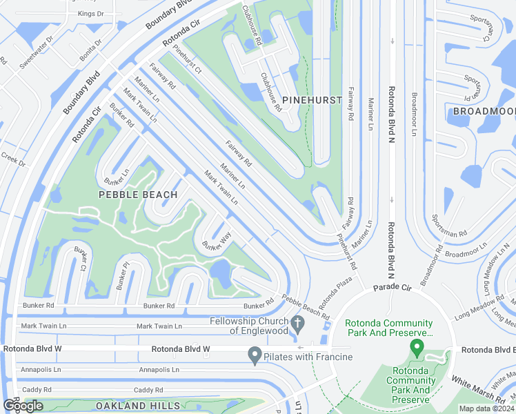 map of restaurants, bars, coffee shops, grocery stores, and more near 93 Mariner Lane in Rotonda West