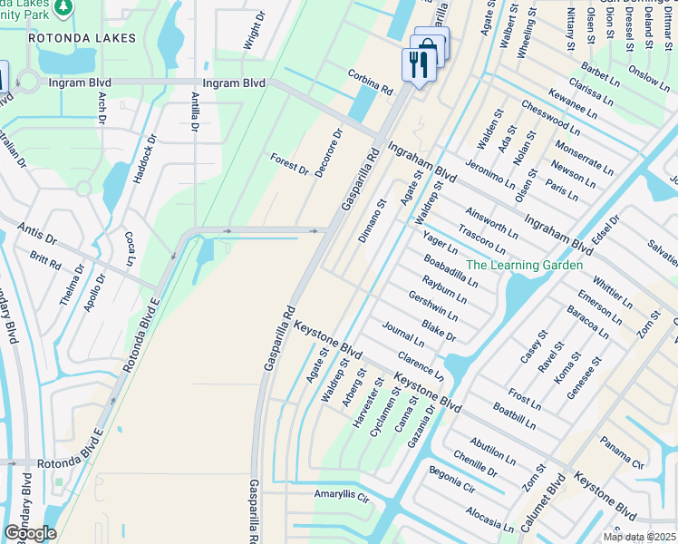 map of restaurants, bars, coffee shops, grocery stores, and more near 8648 Wiltshire Drive in Port Charlotte