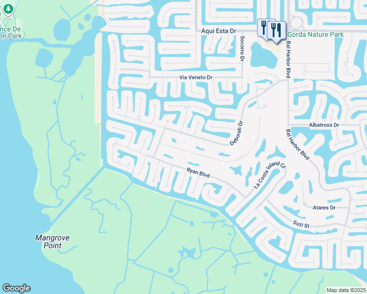 map of restaurants, bars, coffee shops, grocery stores, and more near 2408 Padre Island Drive in Punta Gorda