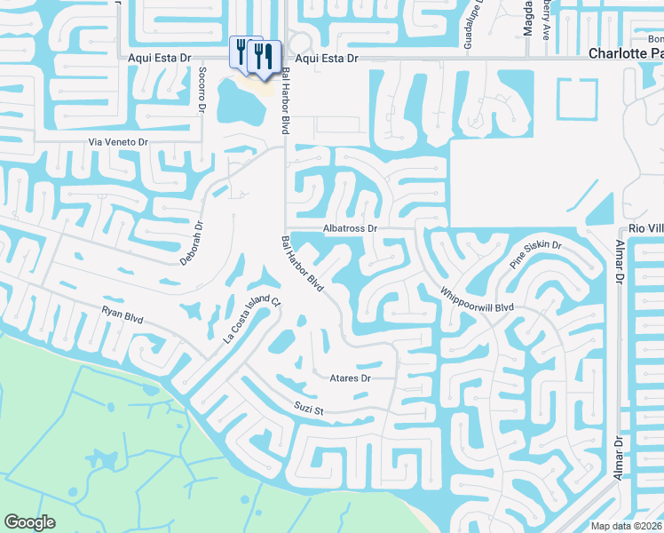 map of restaurants, bars, coffee shops, grocery stores, and more near 3640 Bal Harbor Boulevard in Punta Gorda