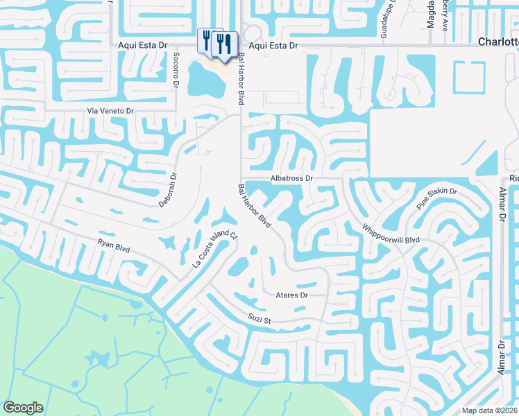 map of restaurants, bars, coffee shops, grocery stores, and more near 3600 Bal Harbor Boulevard in Punta Gorda