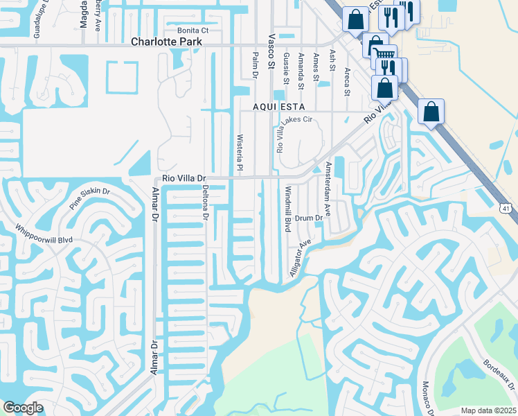 map of restaurants, bars, coffee shops, grocery stores, and more near 4130 Palm Drive in Punta Gorda