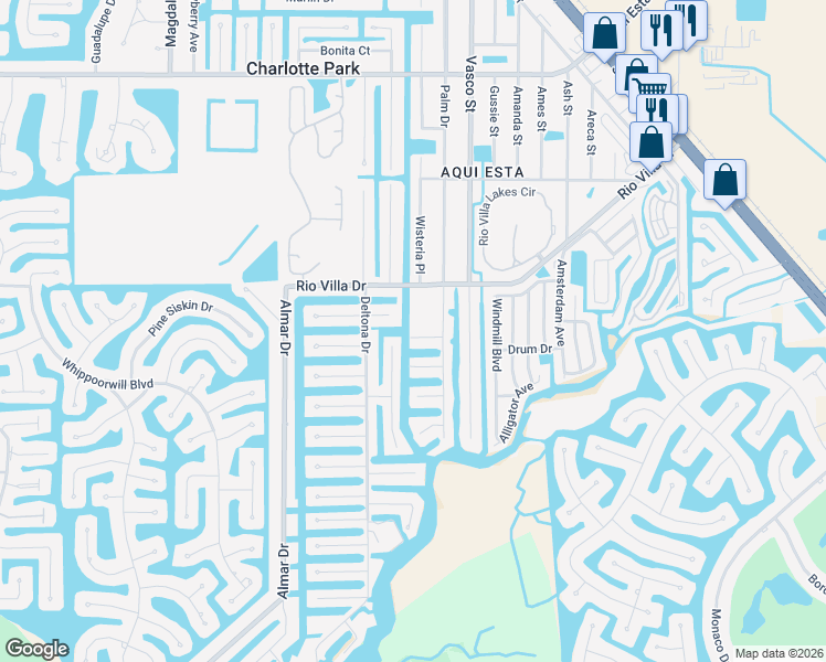 map of restaurants, bars, coffee shops, grocery stores, and more near 538 Peeples Drive in Punta Gorda