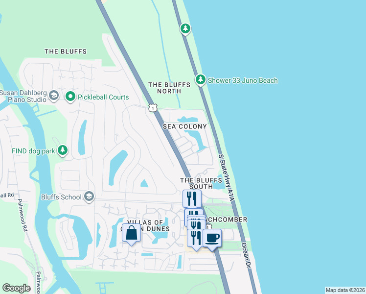 map of restaurants, bars, coffee shops, grocery stores, and more near 3057 Genoa Lane in Jupiter