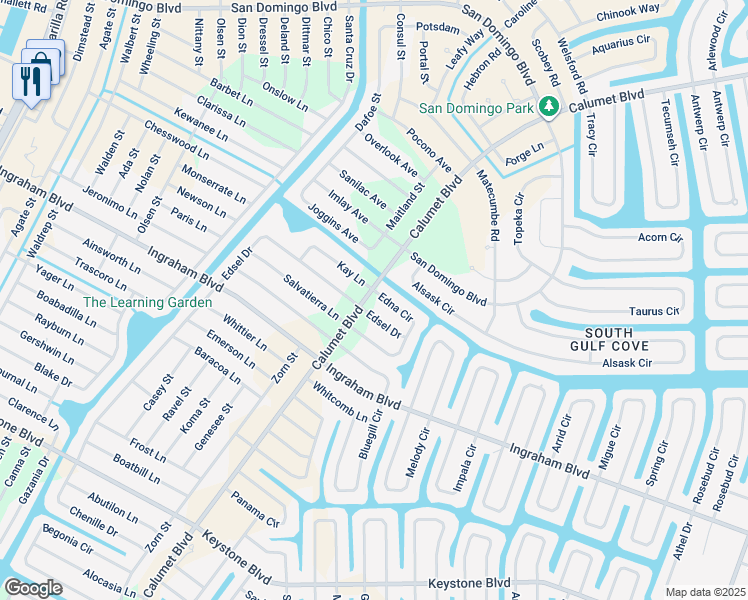 map of restaurants, bars, coffee shops, grocery stores, and more near 14336 Edna Circle in Port Charlotte