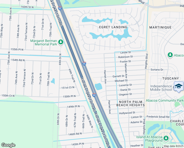 map of restaurants, bars, coffee shops, grocery stores, and more near 6430 Barbara Street in Jupiter
