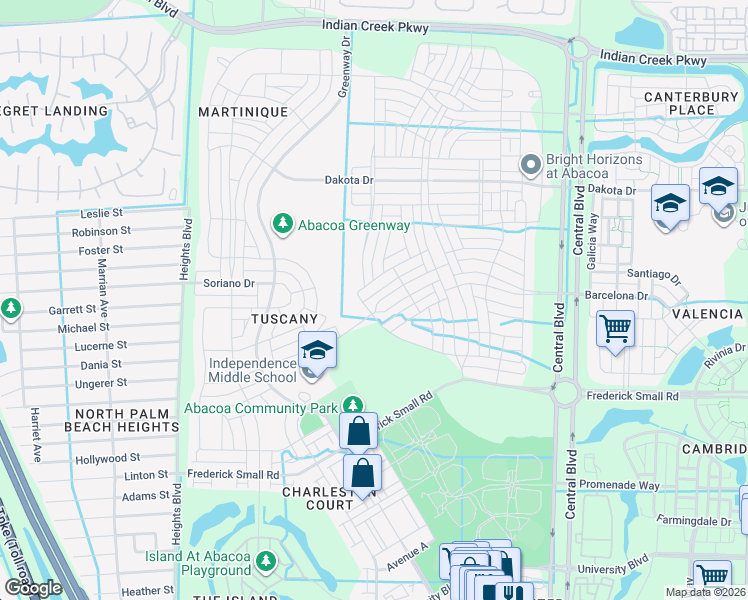 map of restaurants, bars, coffee shops, grocery stores, and more near 1471 North Jeaga Drive in Jupiter