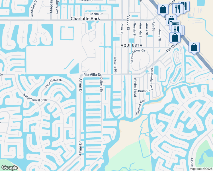 map of restaurants, bars, coffee shops, grocery stores, and more near 4120 Deltona Drive in Punta Gorda