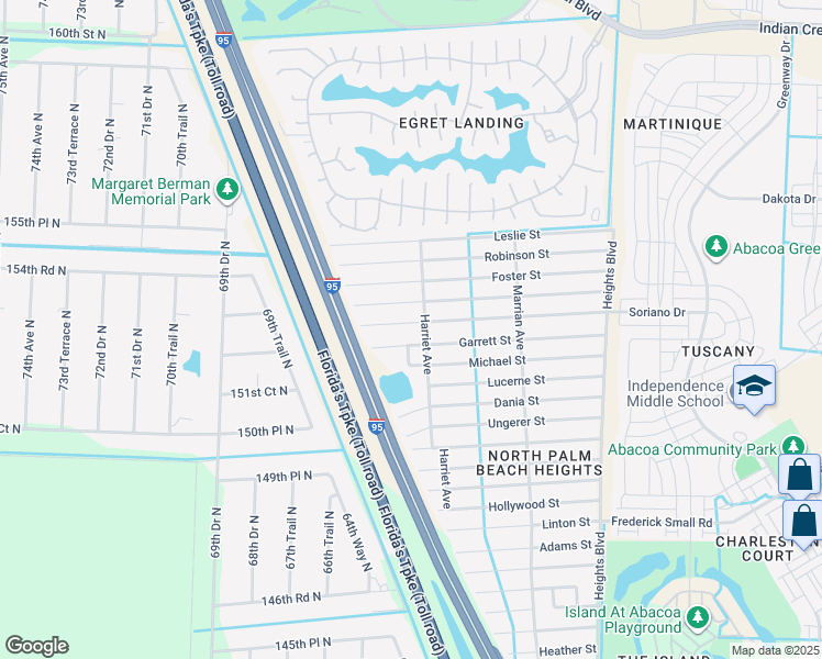 map of restaurants, bars, coffee shops, grocery stores, and more near 6362 Barbara Street in Jupiter