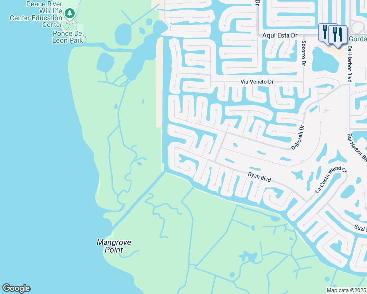 map of restaurants, bars, coffee shops, grocery stores, and more near 2801 Ryan Boulevard in Punta Gorda