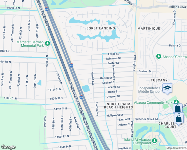 map of restaurants, bars, coffee shops, grocery stores, and more near 6352 Barbara Street in Jupiter