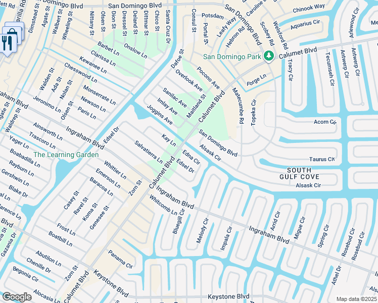 map of restaurants, bars, coffee shops, grocery stores, and more near 14336 Edna Circle in Port Charlotte