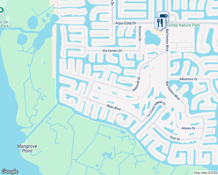 map of restaurants, bars, coffee shops, grocery stores, and more near 2408 Padre Island Drive in Punta Gorda