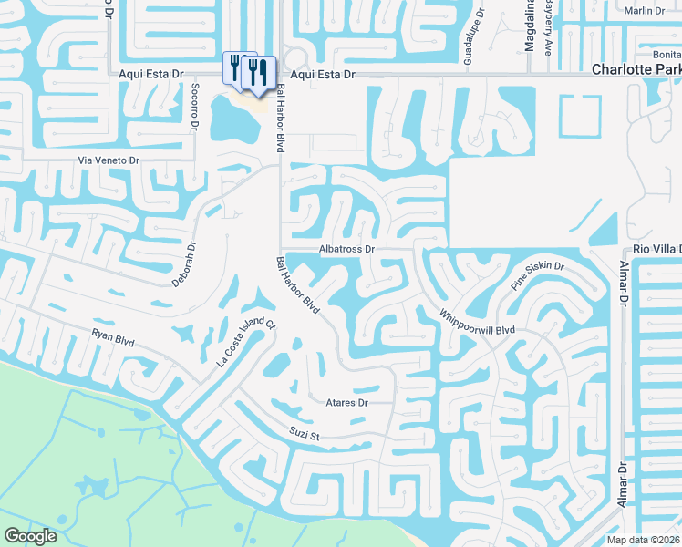 map of restaurants, bars, coffee shops, grocery stores, and more near 3640 Bal Harbor Boulevard in Punta Gorda