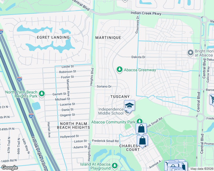 map of restaurants, bars, coffee shops, grocery stores, and more near 3349 East Community Drive in Jupiter