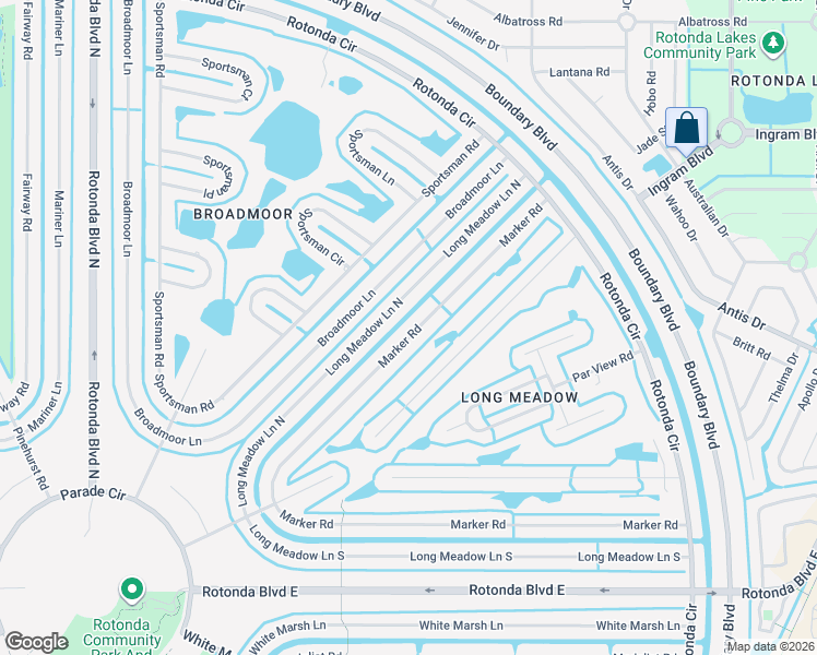 map of restaurants, bars, coffee shops, grocery stores, and more near 54 Long Meadow Lane North in Rotonda West