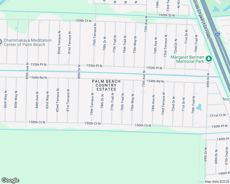 map of restaurants, bars, coffee shops, grocery stores, and more near 15336 77th Trail North in West Palm Beach