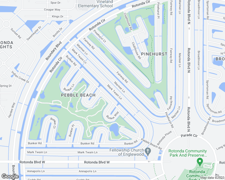 map of restaurants, bars, coffee shops, grocery stores, and more near 226 Mark Twain Lane in Rotonda West