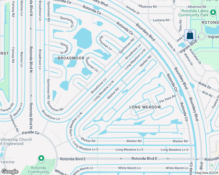 map of restaurants, bars, coffee shops, grocery stores, and more near 231 Broadmoor Lane in Rotonda West